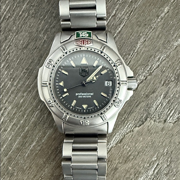 Tag Heuer Silver Watch with Black Dial - Picture 1 of 6